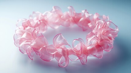 Obraz premium Pink Lace Hair Accessory on Light Blue Background