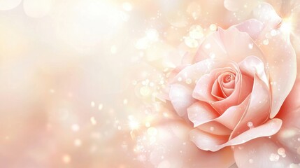 A soft, dreamy pink rose on a warm, blurred background, with plenty of room for copy or logo placement.