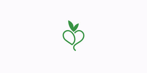Green Natural Heart Plant Minimal style Icon