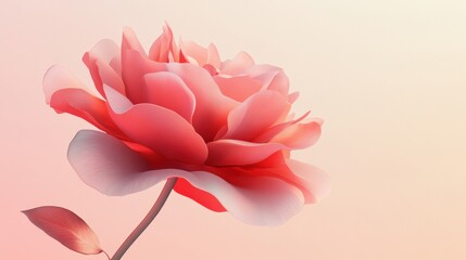 A stunning pink rose on a light gradient background, with natural lighting highlighting the flower and leaving plenty of room for copy.