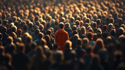 Standing out from the crowd  - Concept of Leadership, Individuality, and Success, feeling different and unique