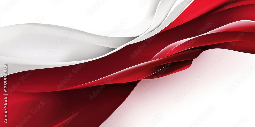 Aufkleber dynamic flow of red and white waves representing energy and movement in abstract art