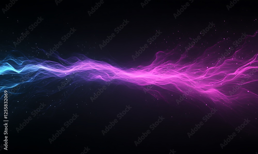 Aufkleber A vibrant wave of blue and pink light emanates against a dark background, creating a dynamic and energetic visual effect.
