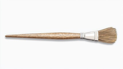 Fototapeta premium Wooden Brush with Natural Bristles for Art or Crafting Use on White Background