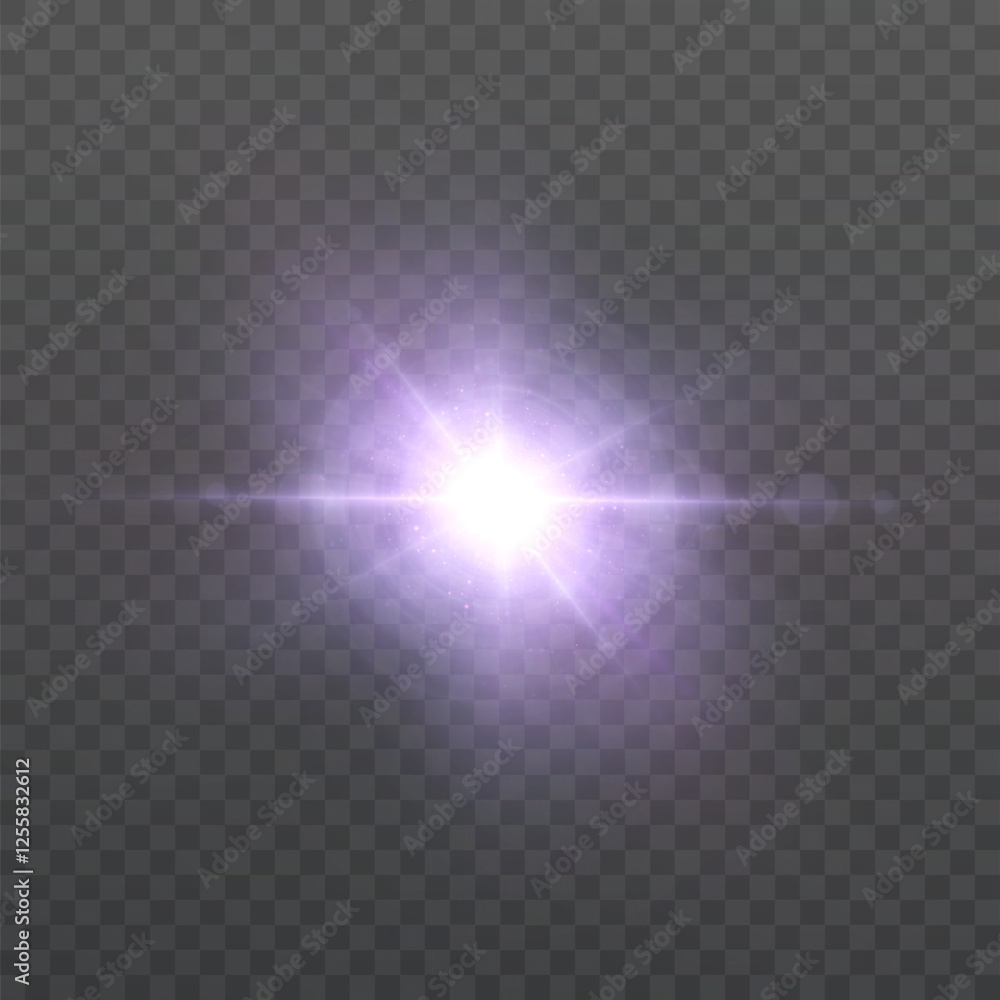 Poster abstract purple light rays png effect with glare and rays on transparent background. vector 10 eps