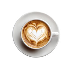 cup of coffee with heart isolated on transparent background