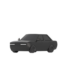 lowpoly 3d black car icon object	