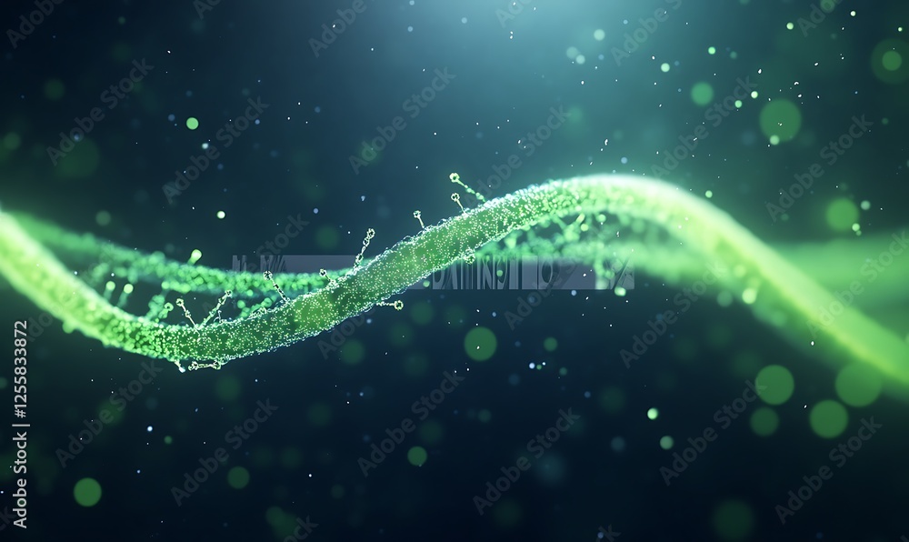 Leinwandbilder a close-up view of a glowing green wave-like structure, surrounded by floating particles, evoking a 