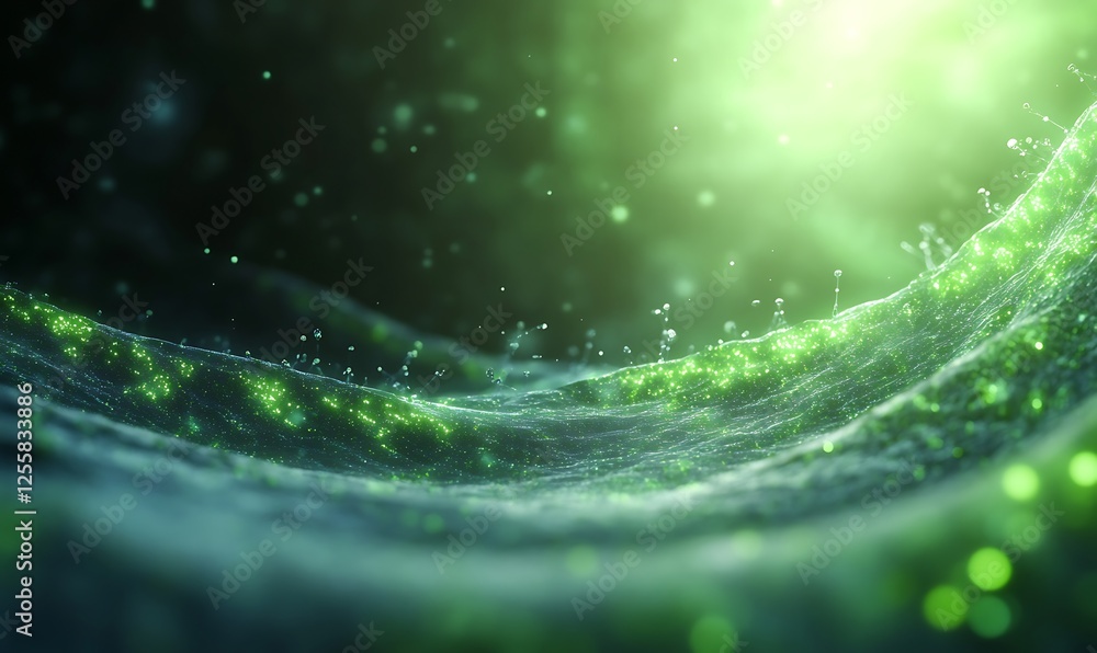 Leinwandbilder a mesmerizing green wave of light and particles, creating a dreamy and ethereal atmosphere.