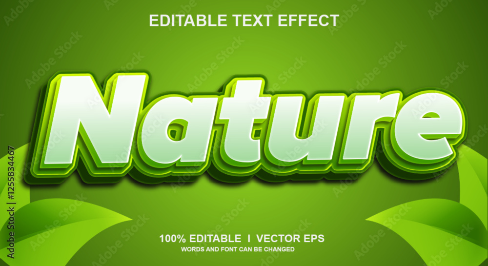 Poster nature 3d vector text effect with modern style design