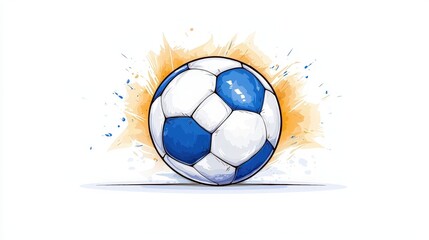 Colorful Soccer Ball with Splashes Illustrating Energy and Motion in Sport