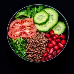 Fresh and Colorful New Zealand Cuisine: Healthy Salad Bowl with Vegetables and Protein for Wholesome Dining Experience
