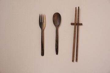 wooden forks, spoons and chopsticks