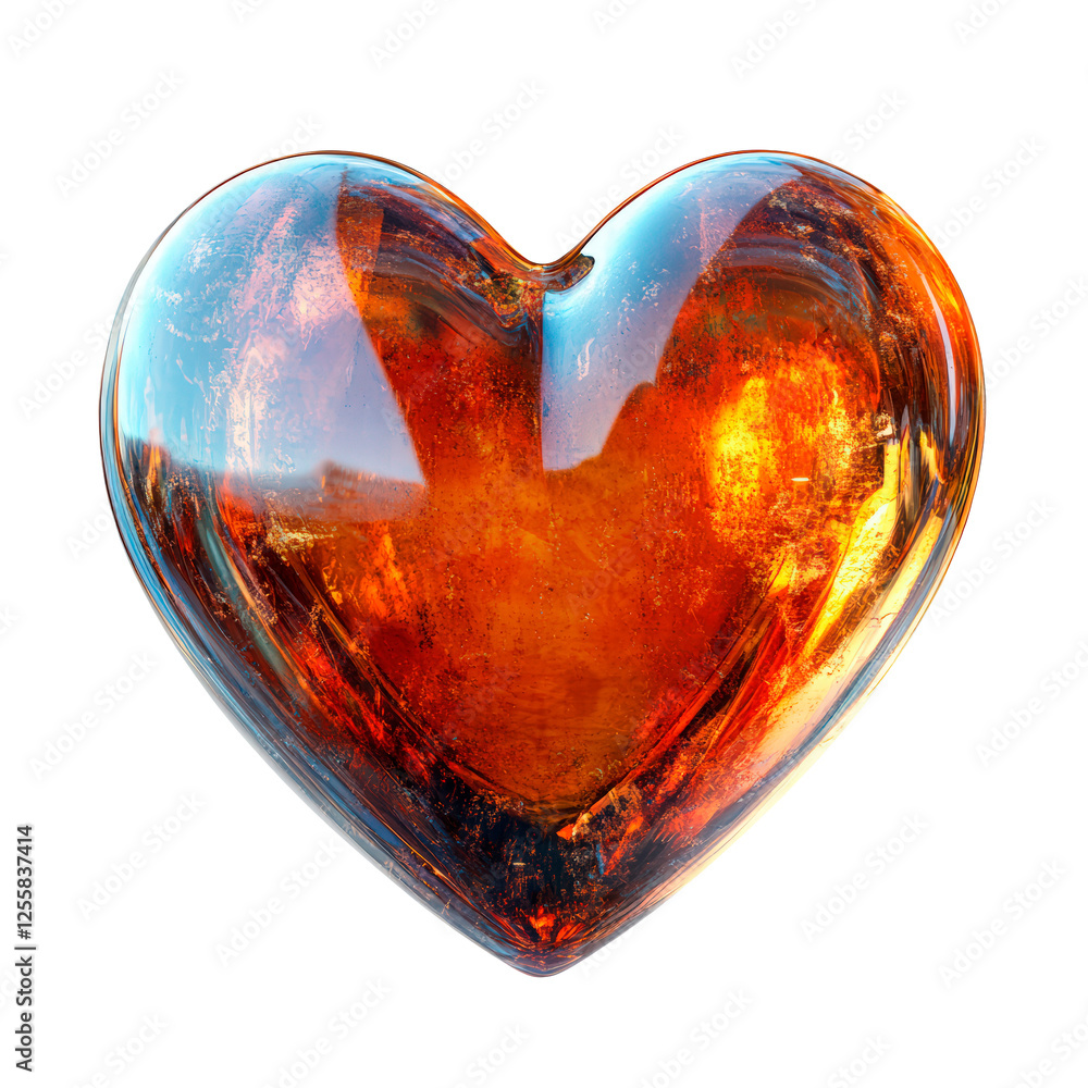 Aufkleber shiny heart shape with reflective surface isolated on transparent background