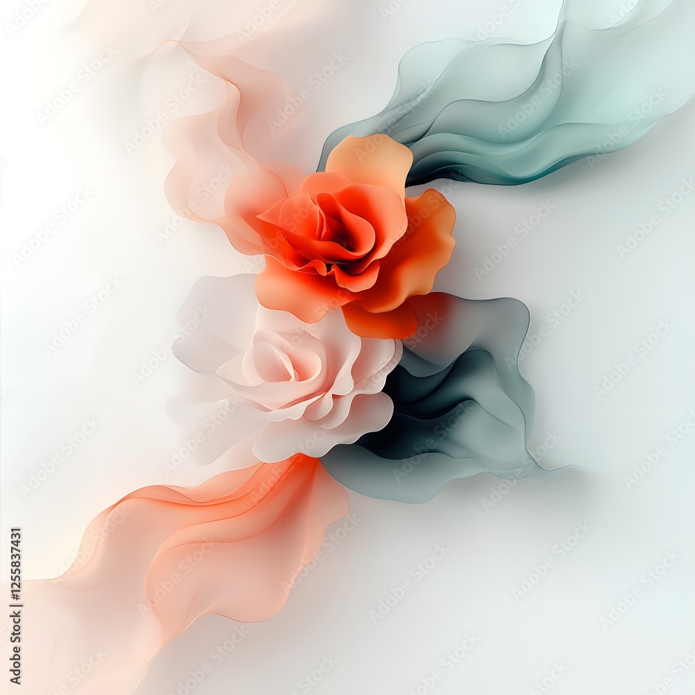 Poster captivating abstract floral garland with a dynamic stylized pattern of rose flower outlines created 