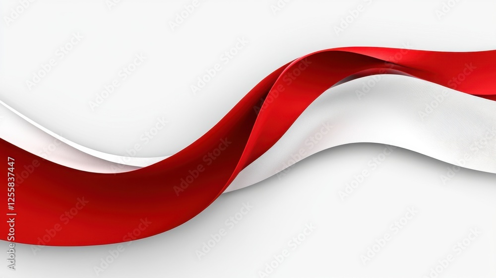 Poster elegant flowing ribbons in red and white: a symbol of unity and grace in design