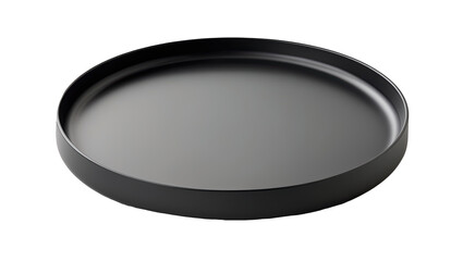 Matte Black Shallow Serving Plate - High-Resolution Photorealistic Kitchenware on Transparent Background

