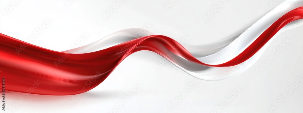 Poster elegant waves of red and white fabric flowing gracefully in a soft and smooth design