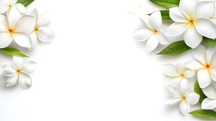 White plume flowers with green leaves isolated on white background for floral decoration and design