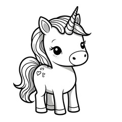 Fototapeta premium Kawaii Unicorn Coloring Page