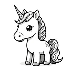 Kawaii Unicorn Coloring Page