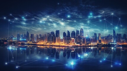 Fototapeta premium 5G, 6G, Big data wireless network, high speed internet, cloud computing or connect diagram technology, Data storage, service, synchronize, online, financial, Connectivity global, smart city, Gen AI