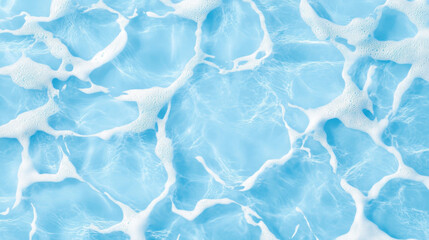 Obraz premium Azure Serenity: Abstract patterns of swirling, foamy white bubbles dance across the surface of a refreshing blue pool, evoking a sense of tranquility and relaxation. 