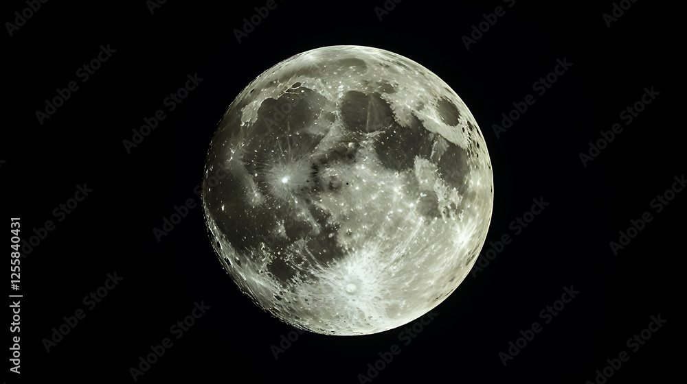 Wall mural high-resolution full moon photography detailed craters and texture