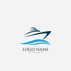 Speedboat, boat, yacht, sea, marine, ship logo fully editable vector template