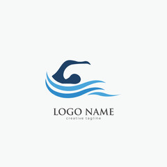 Swimming logo, summer, fitness, health, swimmer, race logo template