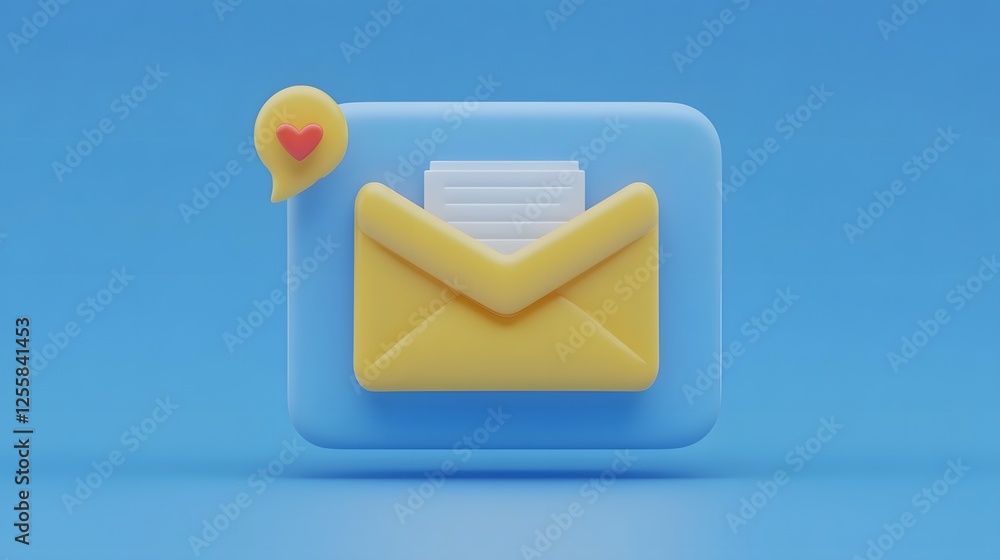 Poster 3d email envelope icon with notifications on minimalist background