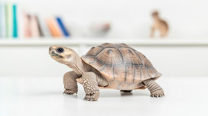 Obraz premium Veterinarian in Bright Clinic Examining a Tortoise with Care and Expertise