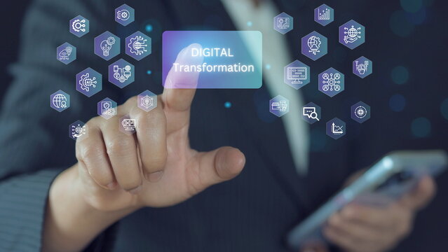 Digital transformation technology strategy, digitization and digitalization of business processes and data, optimize and automate operations, customer service management, internet and cloud computing