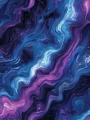 Obraz premium Abstract Marble Texture with Fluid Swirls in Shades of Purple and Blue