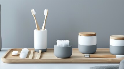 Portfolio layout for diatomite and bamboo toothbrush holder inspired home goods brand. Highlight home accessories