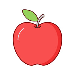 Vector illustration of a red apple, A simple vector illustration of a red apple with a green leaf, ideal for fruit, health, and nutrition-related content.
