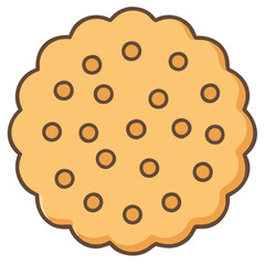 Vector Illustration of Biscuit with Dots, A simple vector illustration of a round biscuit with dot patterns, perfect for snack or dessert concepts.
