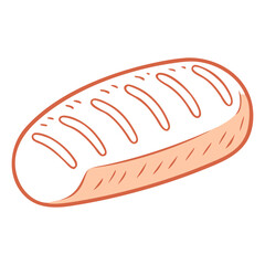 Vector Illustration of Fresh Bread Loaf with Slashes, A simple and colorful vector illustration of a freshly baked bread loaf with slashes on top, ideal for bakery concepts.
