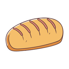 Vector Illustration of Freshly Baked Bread Loaf, A colorful vector image of a loaf of freshly baked bread with slashes on top, perfect for bakery and meal concepts.
