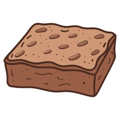 Vector Illustration of Brownie Dessert, A colorful vector image of a square brownie dessert, ideal for sweet treat or bakery concepts.
