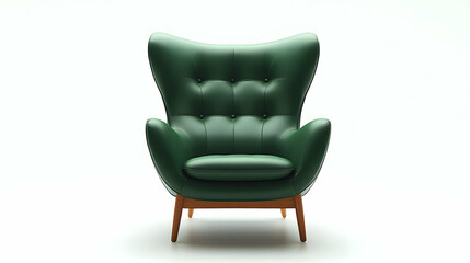 Fototapeta premium 3D Illustration Green Leather Armchair Modern Design Furniture Interior Home Decor