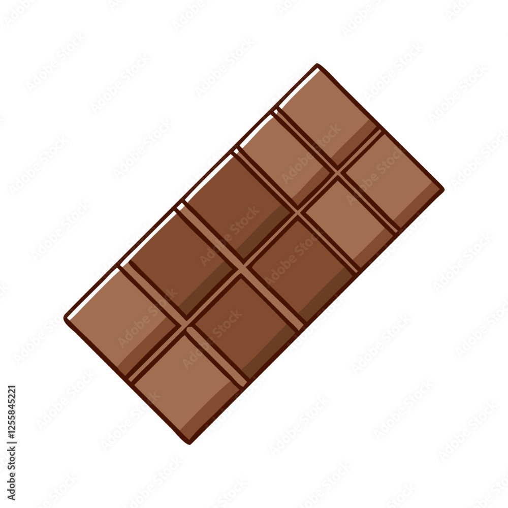 Aufkleber plain chocolate bar with square pieces vector, flat vector illustration of a plain chocolate bar wit