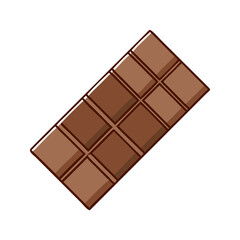 Plain chocolate bar with square pieces vector, Flat vector illustration of a plain chocolate bar with square segments. Simple and minimal design, perfect for food-related graphics.  
