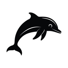 Fototapeta premium dolphin silhouette vector illustration on white background.