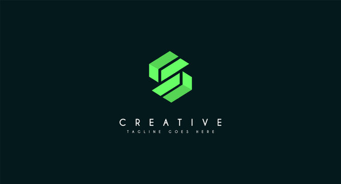 initial letter S abstract geometric logo, letter S, CC, SC 3d business logo, letter S Minimalist and modern vector illustration design suitable for business and brands