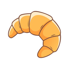 Freshly Baked Croissant Illustration, A colorful vector illustration of a freshly baked, golden croissant with a soft, flaky texture.
