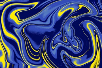 High-quality navy and yellow marble liquid texture with bold dynamic swirls. Abstract color contrast concept