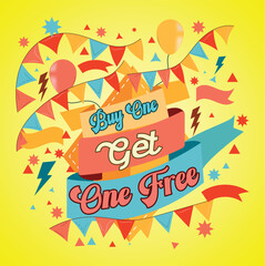 Buy One Get One Free Typography Design