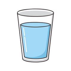 Vector Illustration of Glass with Water, A clean and simple vector illustration of a glass filled with refreshing blue water, highlighting hydration.
