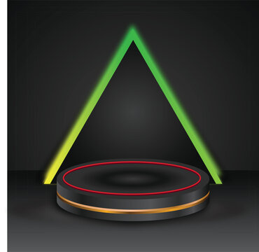 Round a Black podium Stage with  nion light